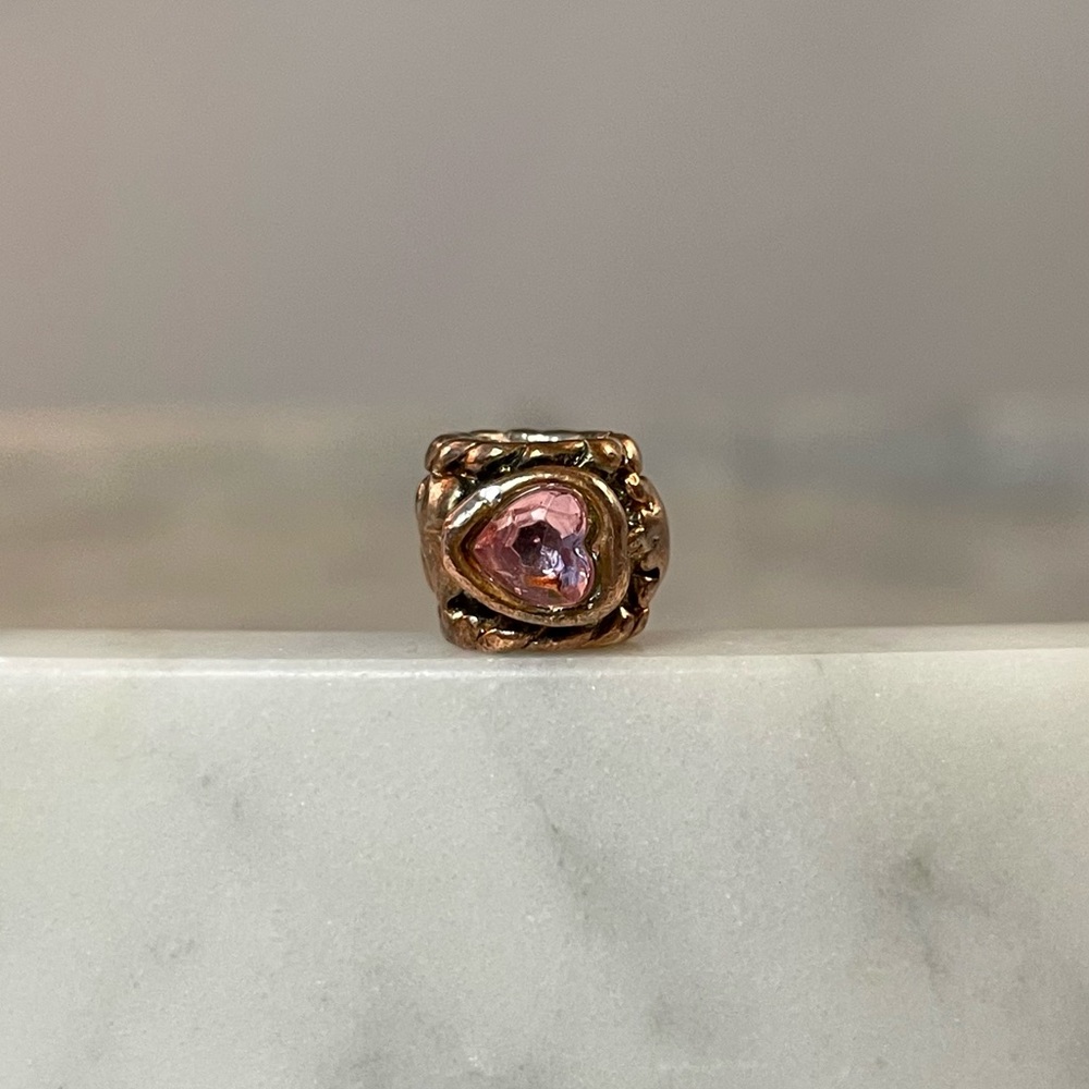 Rare Limited-Edition Retired Rose-Gold Pink Heart Charm